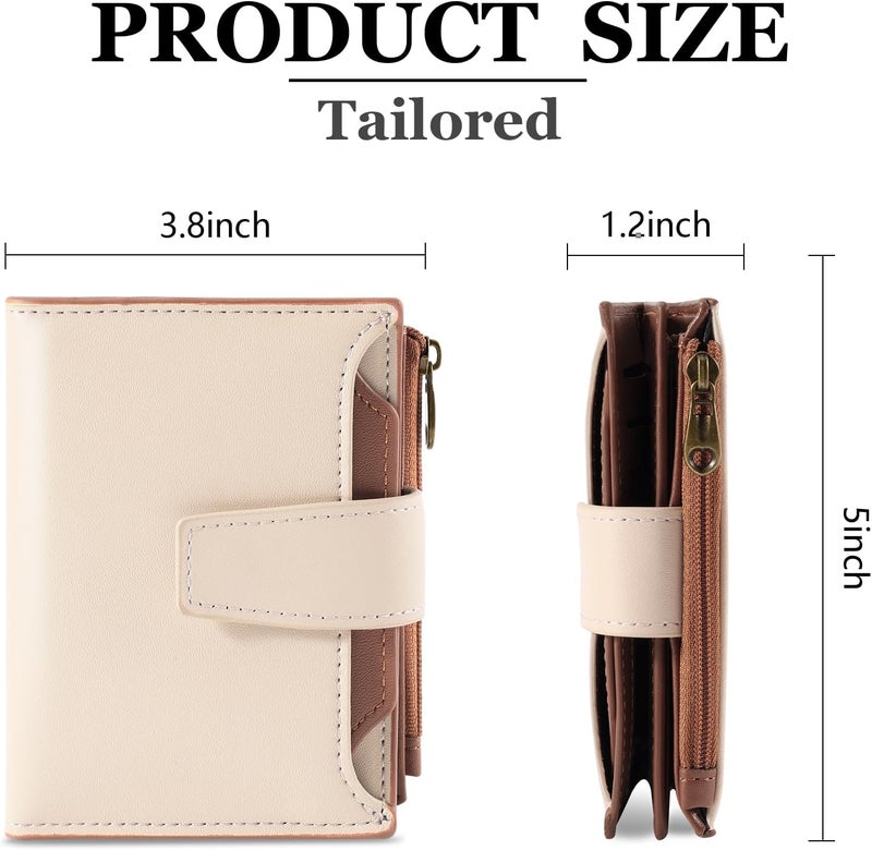 Airkit Small Wallet Women RFID Blocking Soft Leather Bifold Compact Card Holder Wallet for Women with Zipper Coin Pocket 4 ID Window - Image 3